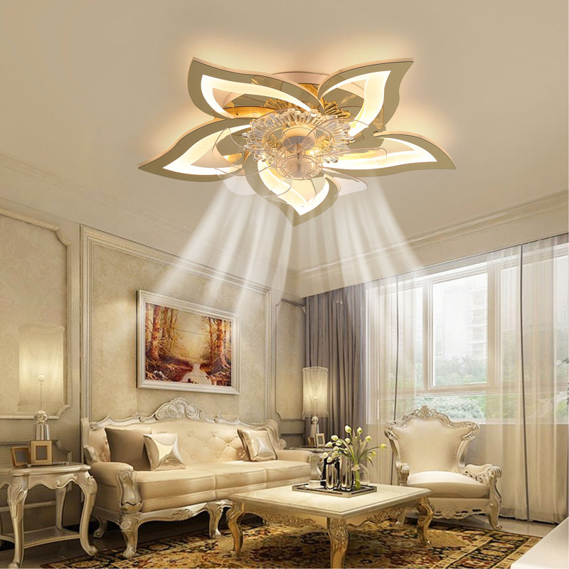 Ventilateur de plafond 27 pouces avec lumières, télécommande 3 températures de couleur, ventilateur à 6 vitesses