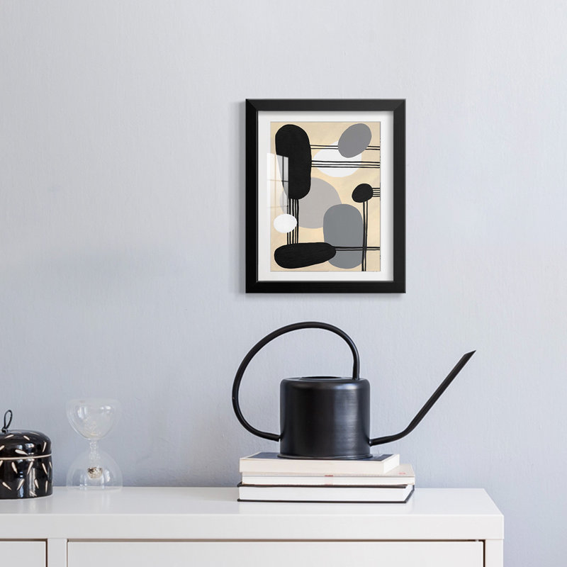 «Interconnected Shapes I», impression encadrée, H 28,5 po x l 20,5 po, Noir