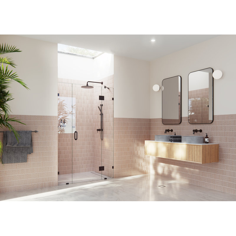 Stellar 45 in. W x 78 in. H Fully Frameless 3 Panel Inline Glass Hinged Shower Enclosure, Oil Rubbed Bronze