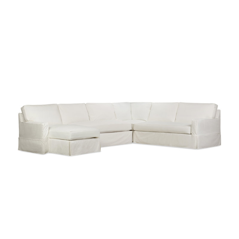 Canapé modulaire 4 pièces Taylor, Toile lavable blanc cassé Bayou, Orienté à droite