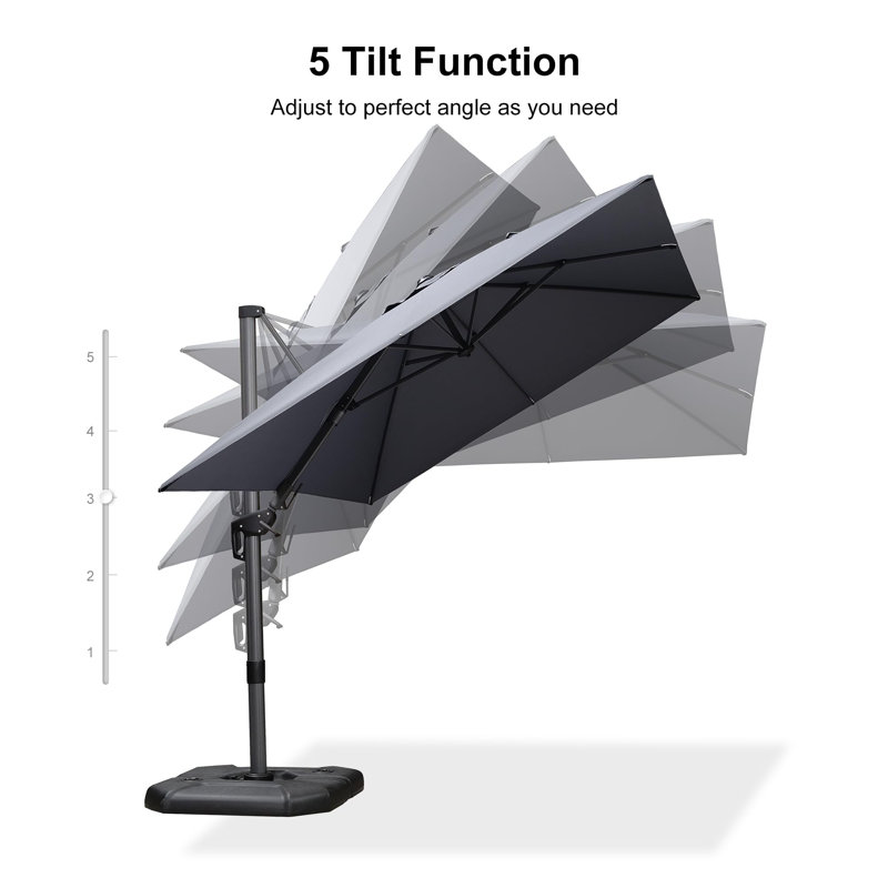 243cm X 335cm Rectangular Cantilever Parasol, Light Grey