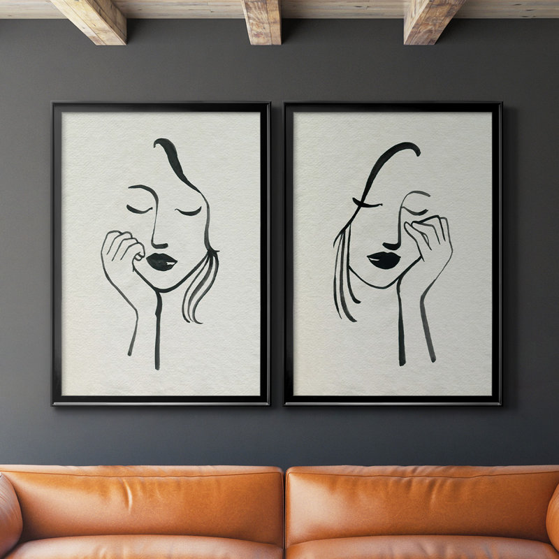 Day Dreamer I - Ensemble de 2 reproductions d'art sur toile encadrées, H 30,5 po x l 45 po x P 1,25 po, Noir