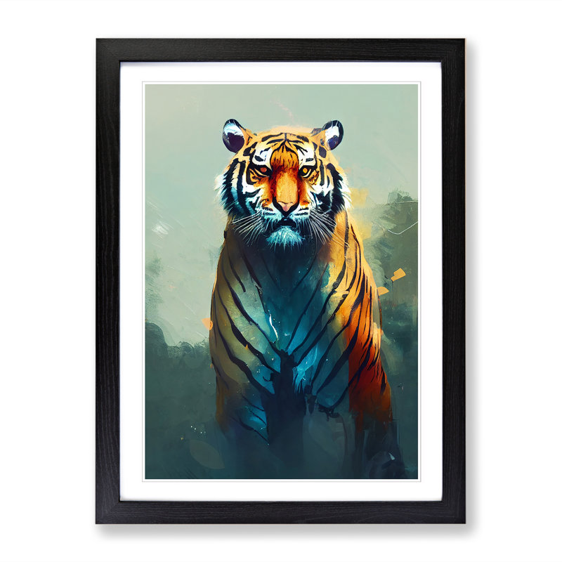 FRM-V0523-2511X Tiger Painted Vol.1 - Single Picture Frame Print, 64cm H x 46cm W x 2cm D, Black