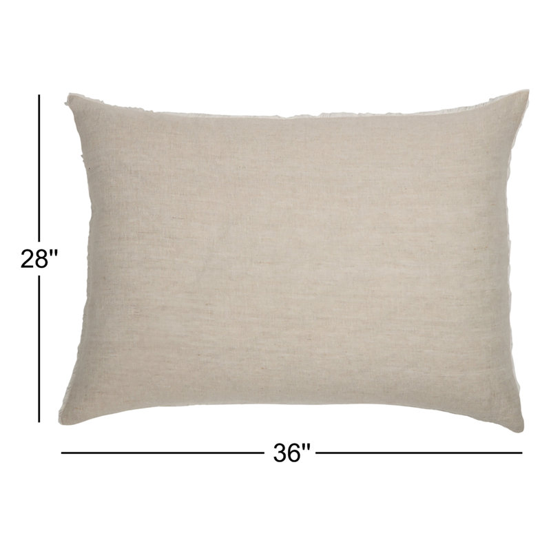 Hunter Fringed Linen Reversible Throw Pillow, Flax