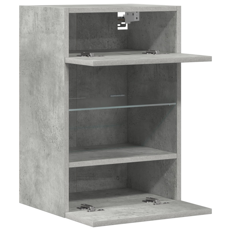 Burgues Unfinished TV Unit for TVs up to 24" with Fireplace Included, Concrete Grey