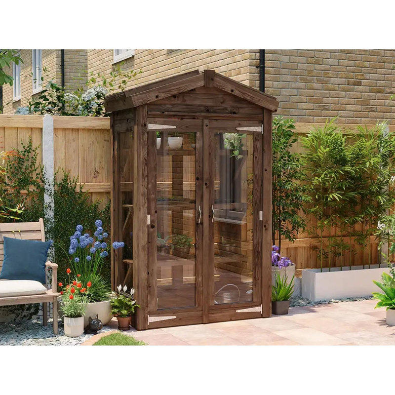 Dunster House Sprouthouse Miniature Wooden Greenhouse W1.2m x D0.6m / W4' x D2' with 4mm Glass and Automatic Vent Opener