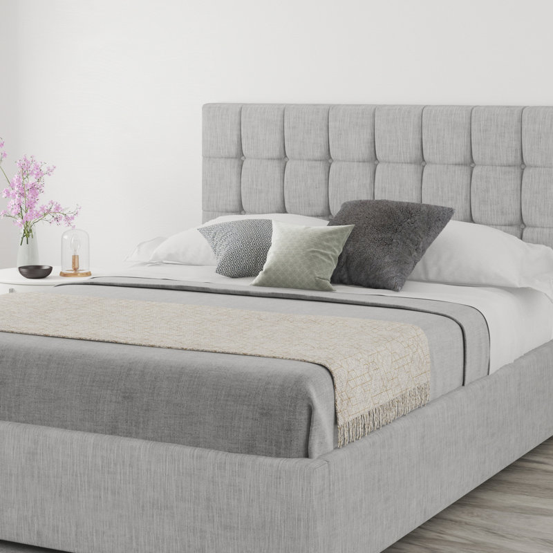Wellington Upholstered Headboard, Single (3'), 100% Cotton Storm