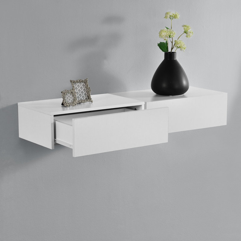 Bihan 46 cm W Bedside Table, Highgloss sand grey