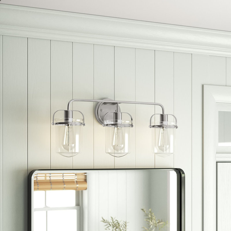 Éclairage pour salle de bain à intensité variable 3 lumières Georgetown, Nickel brossé
