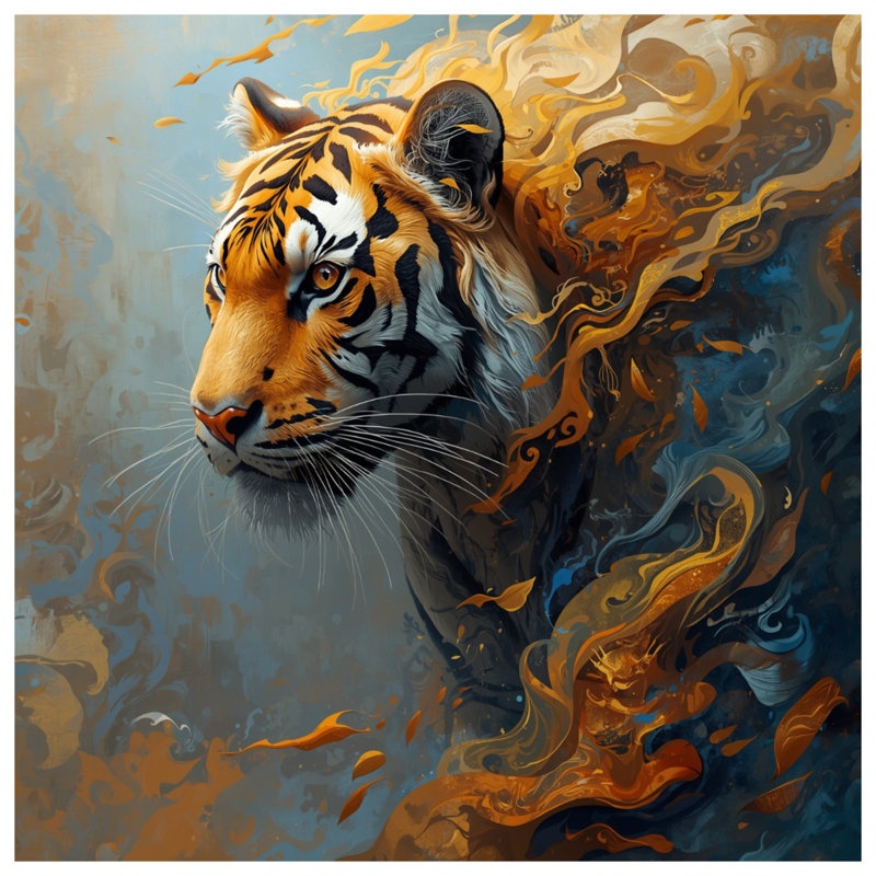 Édredon tigre avec flammes abstraites, Lit simple