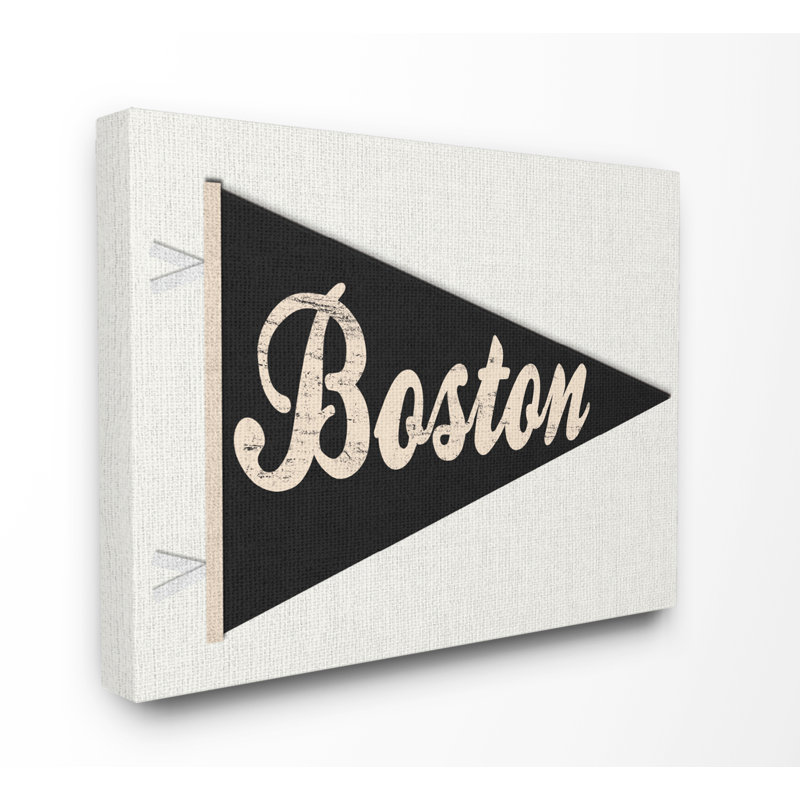 «Boston Pennant Black» par Daphne Polselli - reproduction d'art textuel, H 30 po x l 40 po x P 1,5 po, Toile tendue