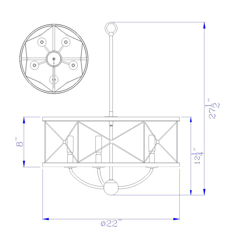 Edmonds 5 - Light Drum Chandelier