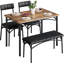 Space-Saving 4-Piece Dining Table Set with Upholstered Chairs & Bench – Compact Industrial Kitchen & Dining Room Furniture – Ideal for Small Spaces – Vintage Colour