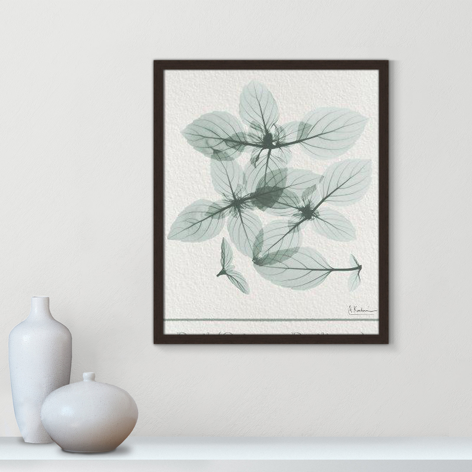 Jeanette "Basil Ocimum Basilicum" Painting, 25.5" H x 21.5" W x 1.25" D, Black Framed Paper
