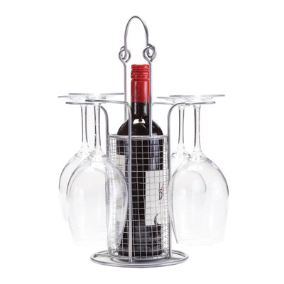 1 Bottle Tabletop Wine Bottle and Glass Rack