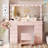 Greyden 11-Drawer Glass Top Vanity Set with Built-In Outlets-1522690303