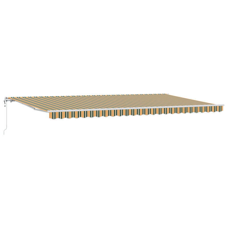 Brayden Studio Retractable Patio Awning, Green/Yellow Striped, 600 cm W x 300 cm D