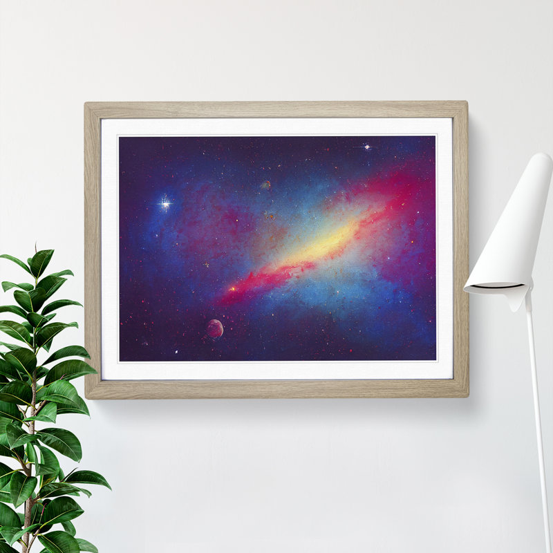 Futuristic Galaxy Vol.1 1 Piece Single Picture Frame Wall Art, 25cm H x 34cm W x 2cm D, Oak Framed