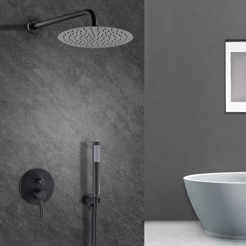 Robinet de douche mural seulement, Noir mat