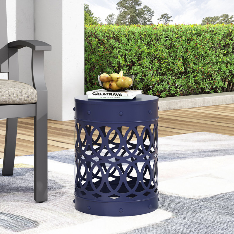 Grande table de bout d'extérieur en métal, Marine