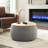 Round Storage Ottoman, 2 In 1 Function, Work As End Table And Ottoman, Dark Grey (25.5"X25.5"X14.5")-566375423