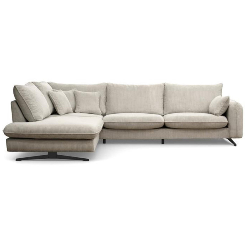 Casiyah 5 Seater Sofa & Chaise, Beige, Left Hand Facing