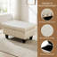 Repose-pieds blanc avec rangement, cuir respirant, clous plaqués cuivre, structure décorative en bois massif-190520121