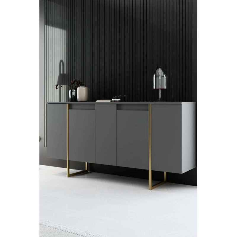 Aanayah 160cm Sideboard, Anthracite/Gold