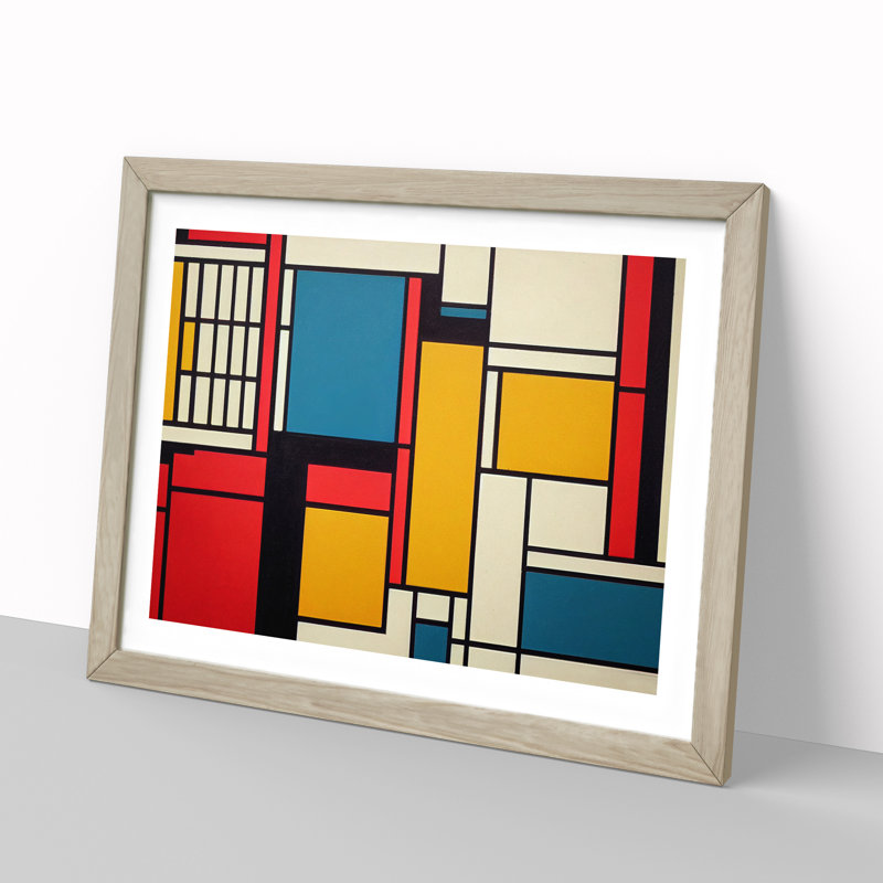 Abstract Cubism Art Vol.2 - Framed Print, 46cm H x 64cm W x 2cm D, Oak