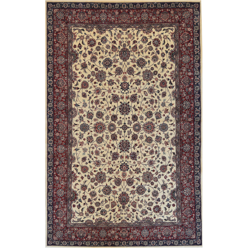 One-of-a-Kind 6' x 9'3" Rectangle Wool Area Rug in Cream and Red