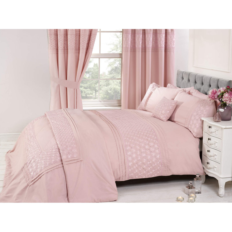 Niagara Cotton Blend No Pattern Duvet Cover with Pillowcases Included, Super King Duvet Cover + 2 Standard Pillowcases, Pink