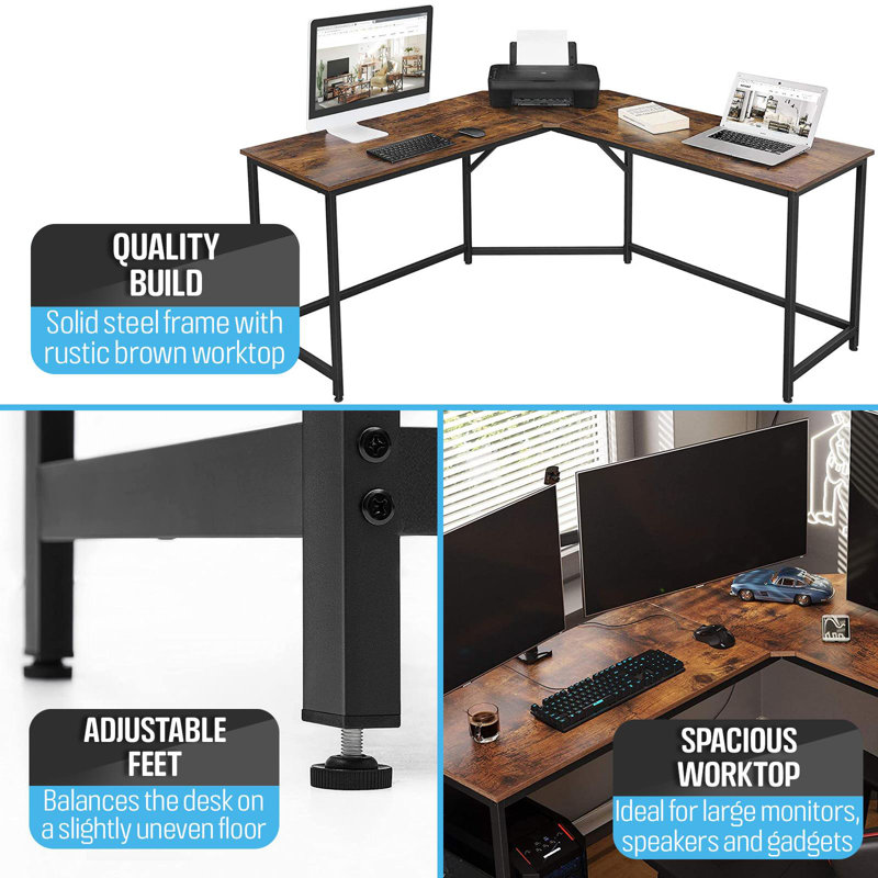 L-Shaped Metal Base Writing Desk