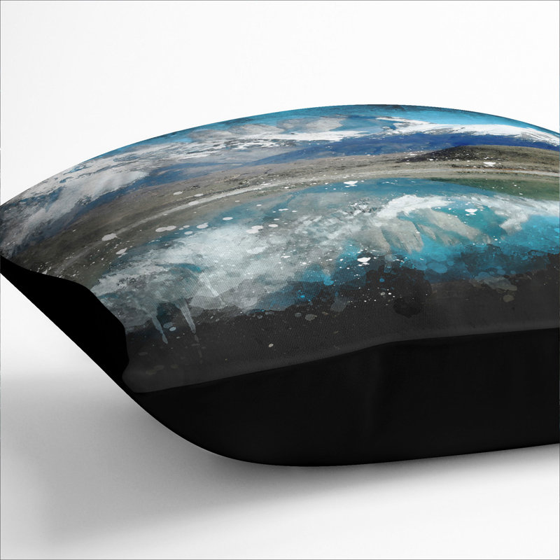 Lake and Mountain in Argentina Scatter Cushion, 40cm H x 40cm W x 15cm D, Black
