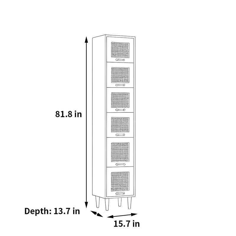 Rabehi, (6 tablettes) H 81,8 po x l 15,7 po x P 13,7 po, Brun