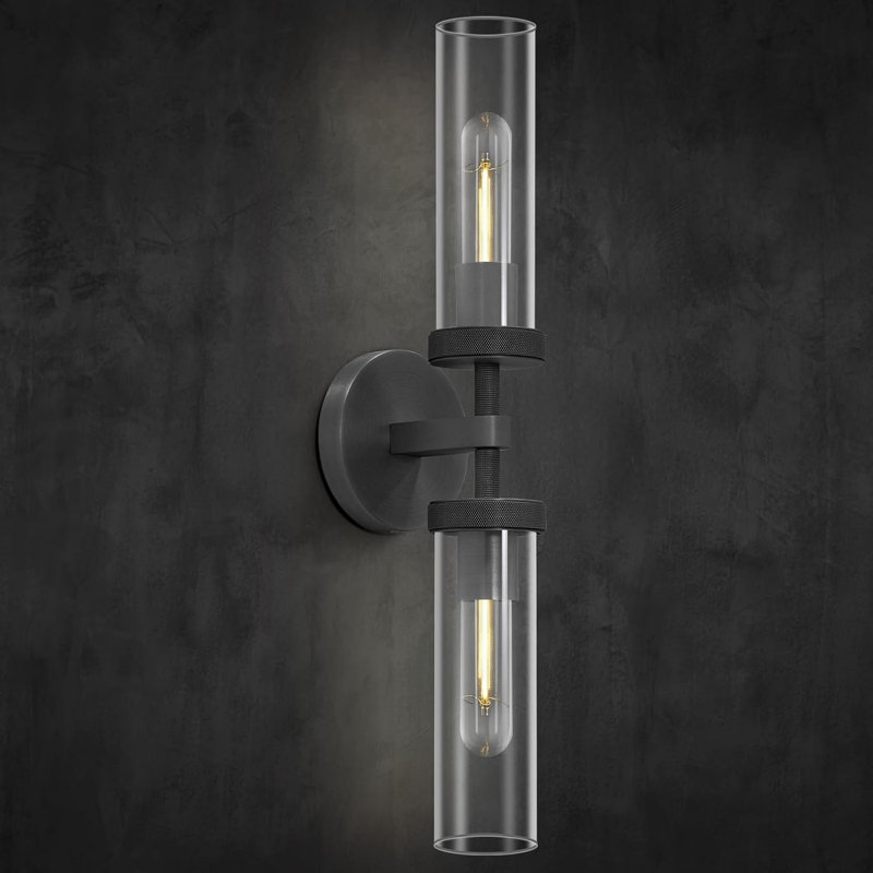 Applique murale avec abat-jour en verre, luminaire à 2 lumières pour salle de bain, cuisine, salon et couloir, Non, Bronze