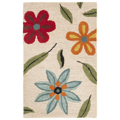 Tapis beige en laine bouclé à la main Emrick