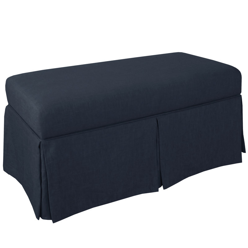 Upholstered Storage Bench, Classic Navy Linen