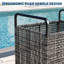 Bac de rangement flottant robuste pour piscine extérieure - Grand organisateur en filet avec roulettes et main courante - Rotin en PE résistant aux intempéries - Roulettes verrouillables - Banc de rangement de patio pour piscine - Taille: 85 x 66 x 91 cm, gris