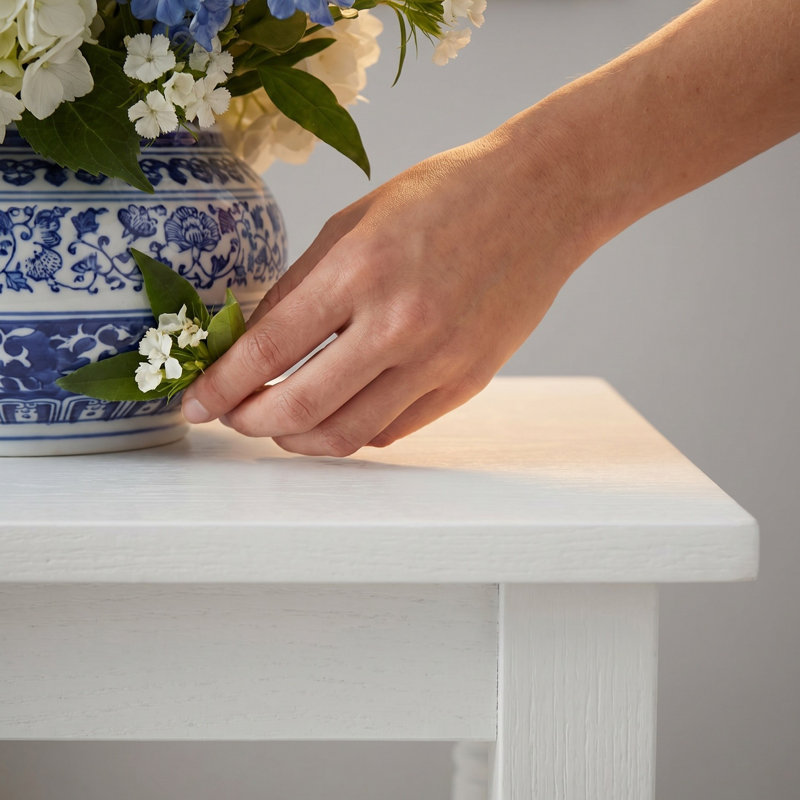 Table de bar rectangulaire contemporaine de 48 po avec pieds en broche compacts, Blanc antique