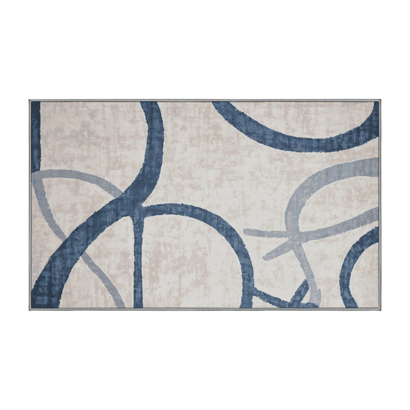 Machine Washable Gray Area Rug, Rectangle 2' x 3'