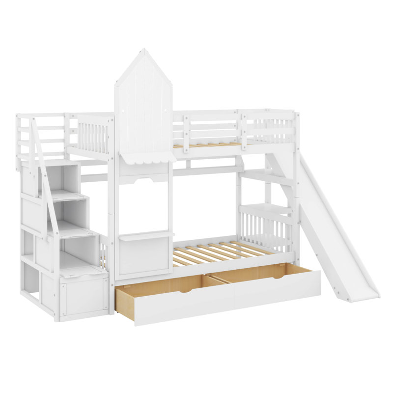 Jezeniah Kids Twin Over Twin Bunk Bed, White