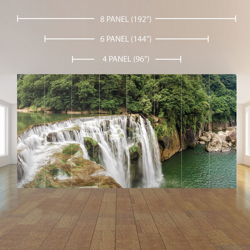 Panneau de papier peint paysage cascade Yeremia, L 100,08 po x l 96 po