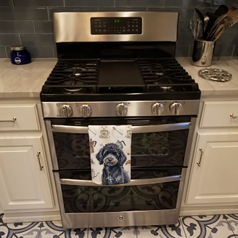 Toy Black Poodle Coffee Bar Kitchen Towel, Toy Black Poodle