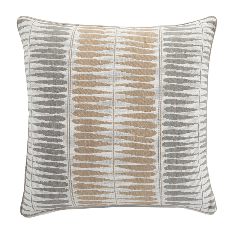 Coussin extérieur Dots Chambray, À rayures, Carré 20 po, Bleu/jaune