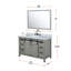 Meuble-lavabo gris cendre l 48 po x P 22 po, comptoir en quartz blanc, ensemble de robinets et miroir de 44 po