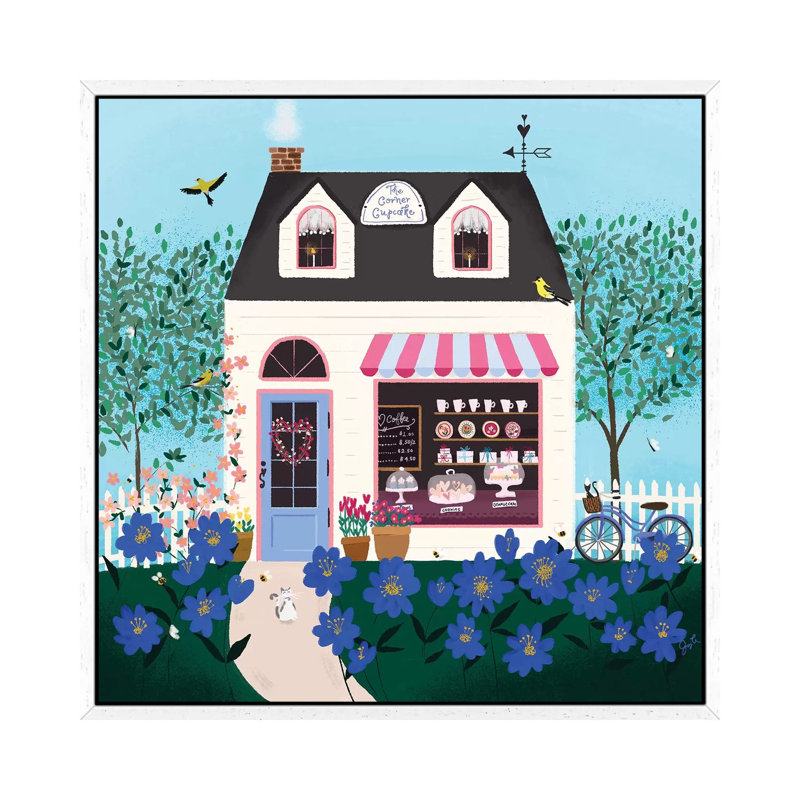 Folk Art Fusion V by Joy Laforme - Painting on Canvas, White Framed, 93.98cm H x 93.98cm W x 3.81cm D