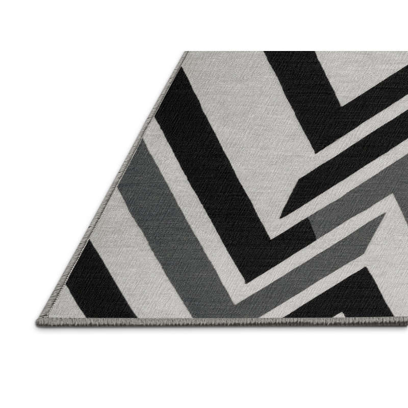  Tapis lavable rayé gris clair graphite, Tapis de couloir 2 pi x 5 pi