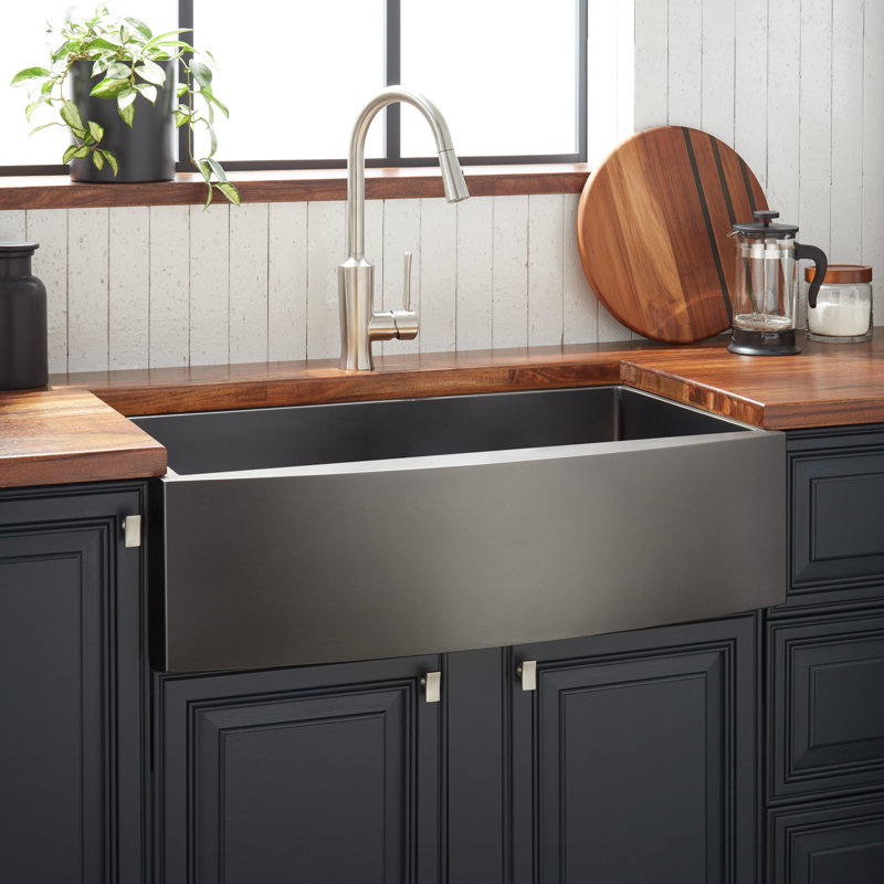 Atlas 30" L Farmhouse / Apron Kitchen Sink, Gunmetal Black
