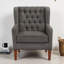 Élégant fauteuil d'appoint à oreilles gris foncé classique avec confort capitonné et pieds en bois massif-178520683-178520677