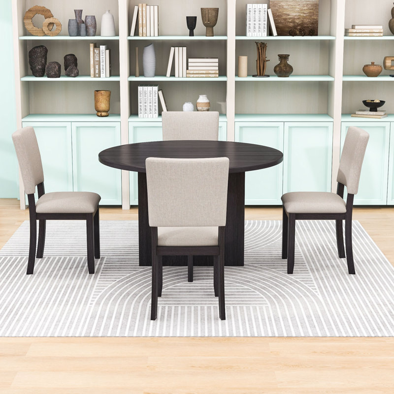 Ensemble de table de salle à manger 5 pièces avec 4 chaises rembourrées